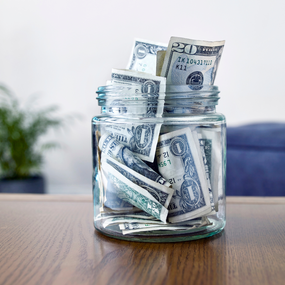 money in a jar